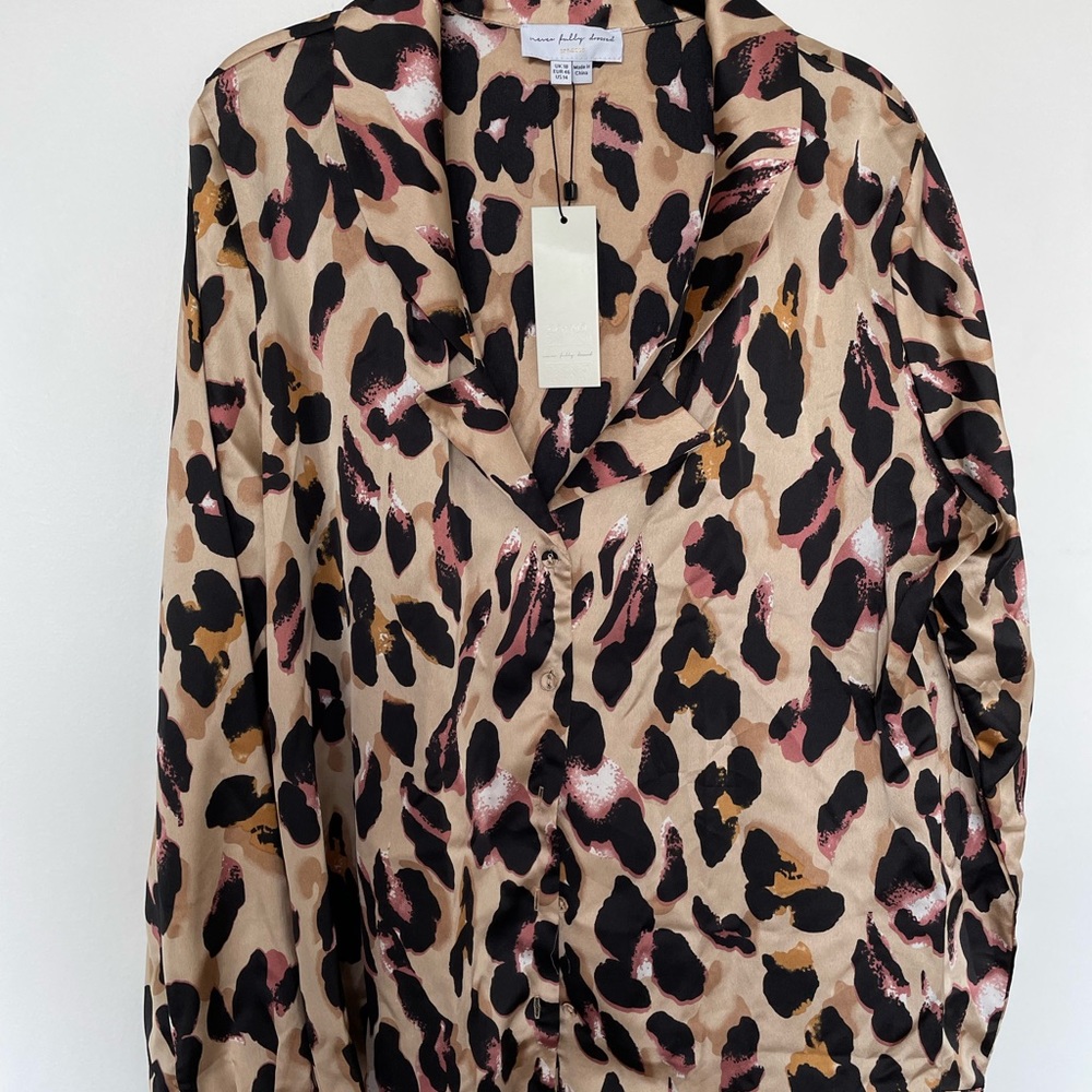 Never Fully Dressed Leopard Satin Blouse